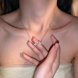 925 Sterling Silver Diamond Dove Necklace by Wishlilly